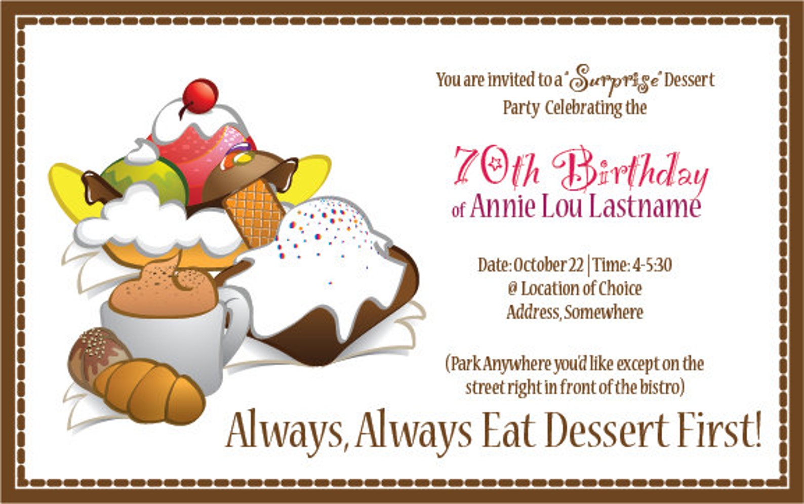 Dessert Party Surprise Party Invitation Digital File Only Etsy
