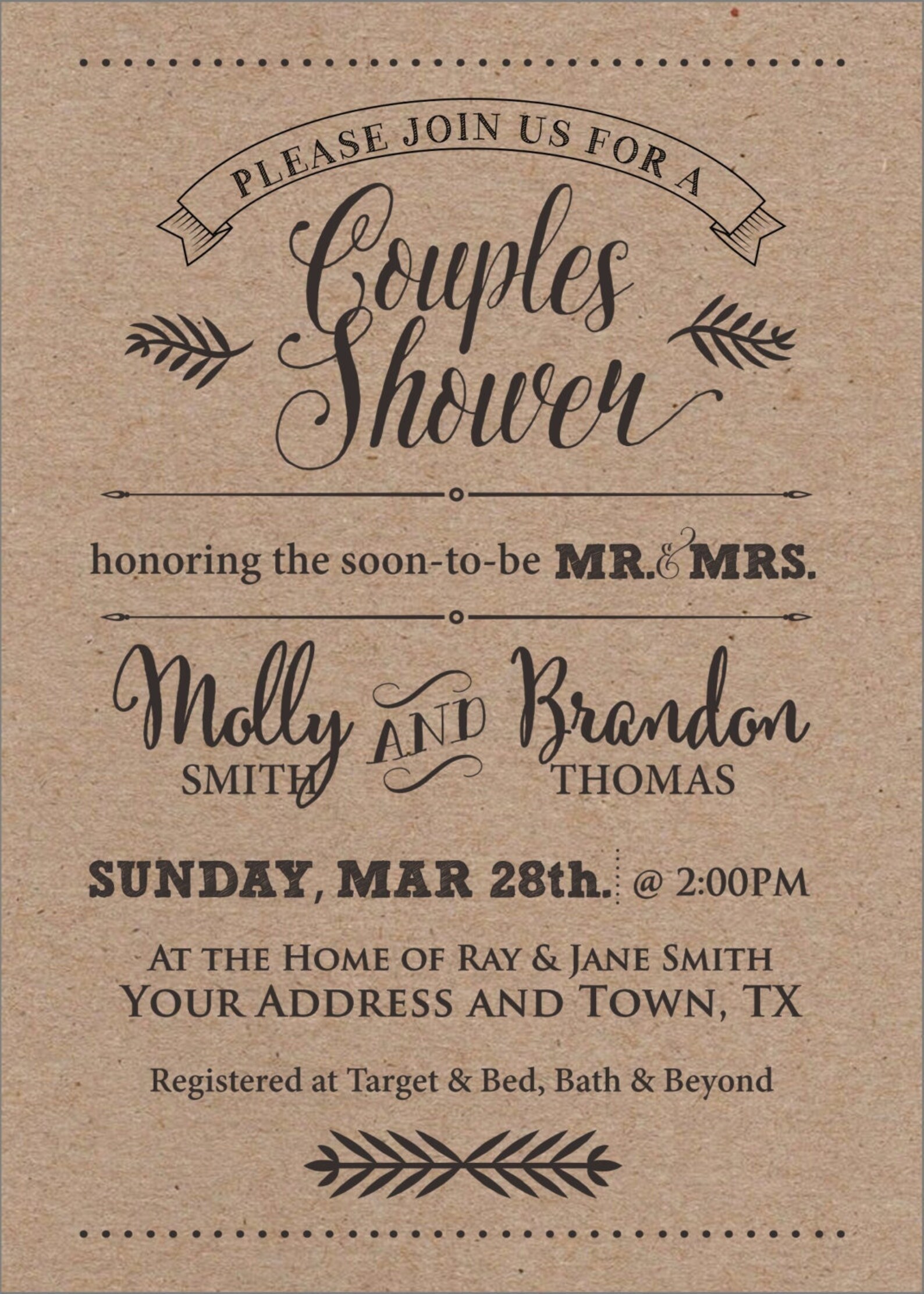 Rustic Couples Shower Invitation DIGITAL FILE ONLY Etsy