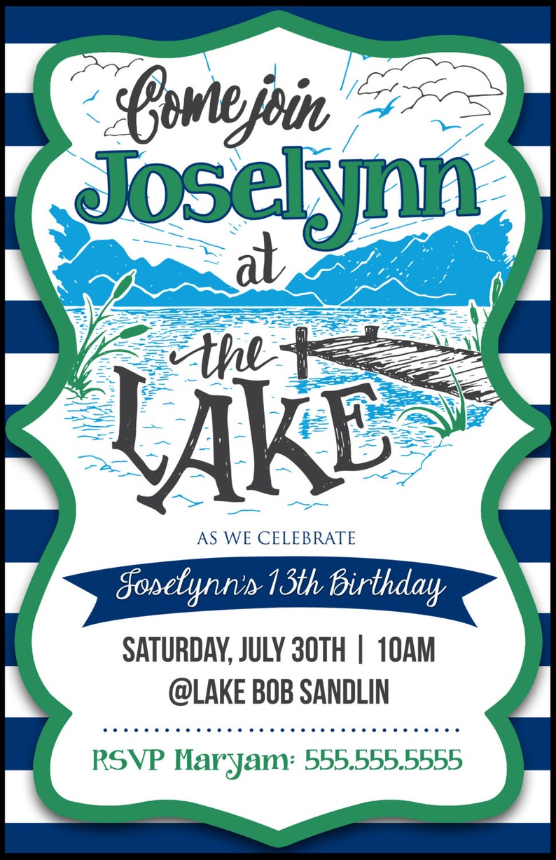 Fun at the Lake Birthday or Party Invitation Digital File Etsy