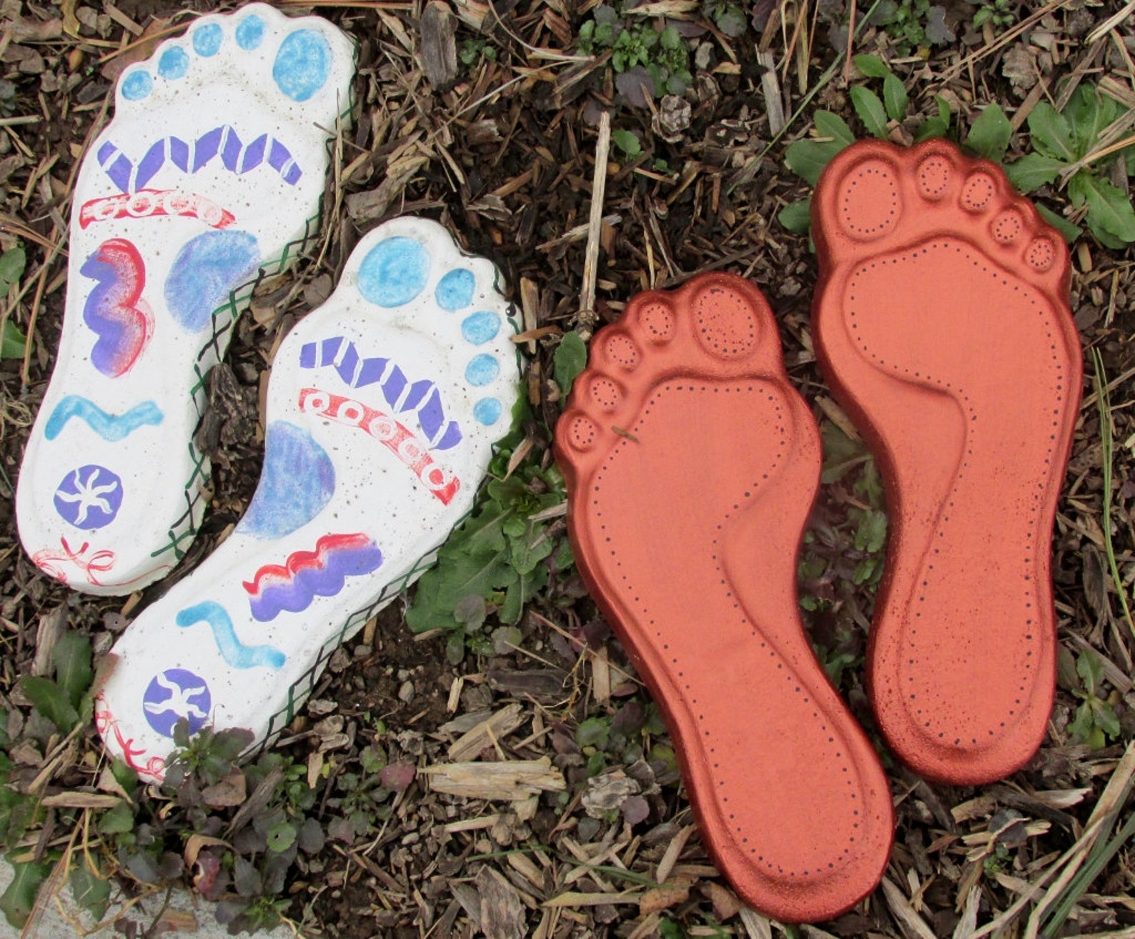 Pies de hormigón coloreados de cobre pintado paso a paso | Etsy