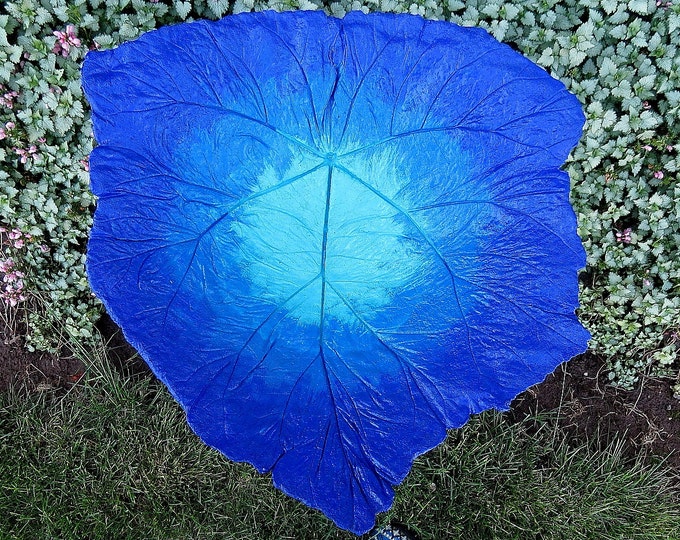 Concrete Leaf Birdbath Blue Colored Bird Bath Yard Art Etsy