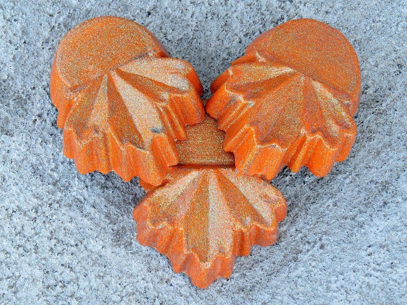 Home decor leaf pot feet Orange with green Metallic overlay Orange leaf planter feet patio decor Concrete planter feet Yard art