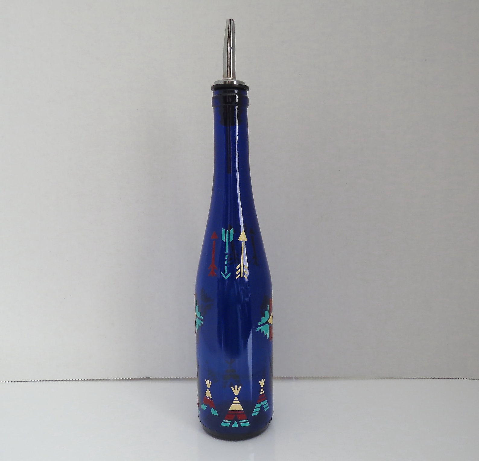 Recycled Wine Bottle Oil Dispenser Olive Oil Cobalt Blue Etsy