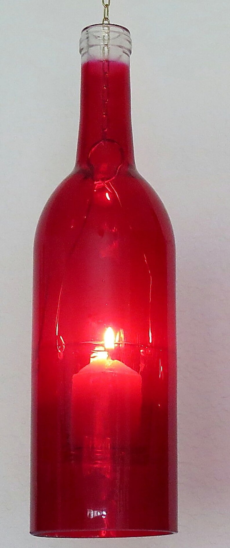 Upcycled Wine Bottle Hurricane Candle Holder Outdoor Etsy