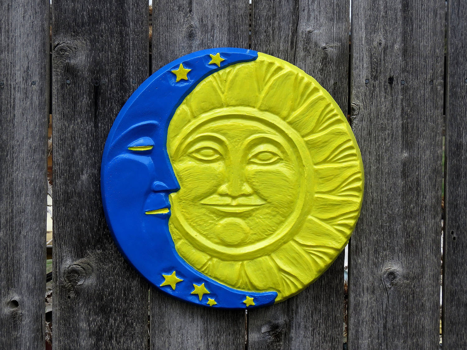 Sun Moon Concrete Wall Hanging Plaque Stepping Stone Yard Art 1