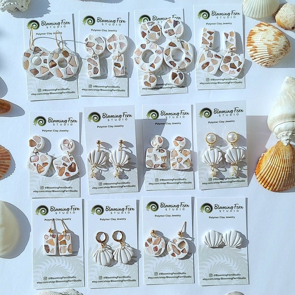 Seashell Collection/ Seashell Clay Earrings/ Trendy Clay Earrings/ Summer Earrings/ Beach Earrings/ Lightweight Unique Earrings