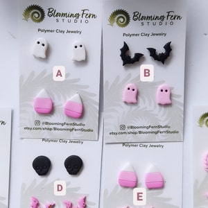 Aloha Halloween Clip On Earrings - Ghosts, Bats, Pumpkins & Candy Corn Fun Dangle Earrings