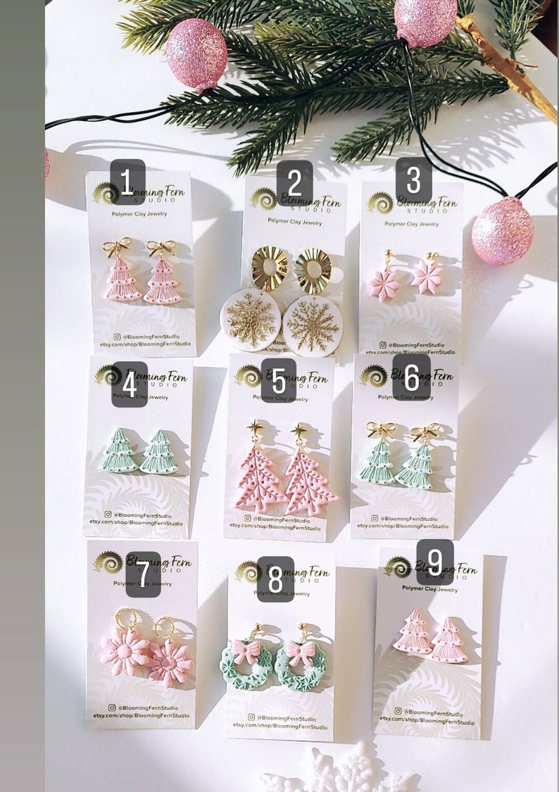 Christmas Earrings/ Christmas Dangle Earrings/ Pink Christmas Earrings