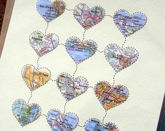 Best Friend Gift Map, Personalized Wall Art, Travel Theme Art, 8.5x11