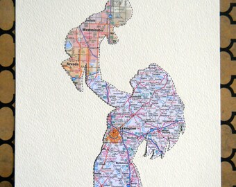 Personalized Mother Baby Map Silhouette – Midwife Doula Gift