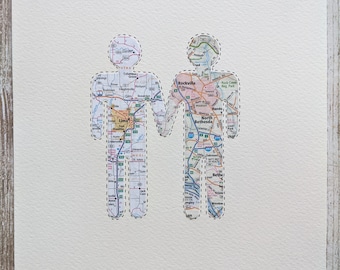 Same Sex Wedding Gift, Gay Wedding Gift, Personalized Map Art, Mr and Mr