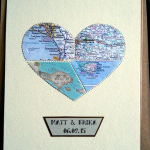 First Anniversary Gift Personalized Heart Map Art Wedding Gift large heart wall art Design 36 image 4