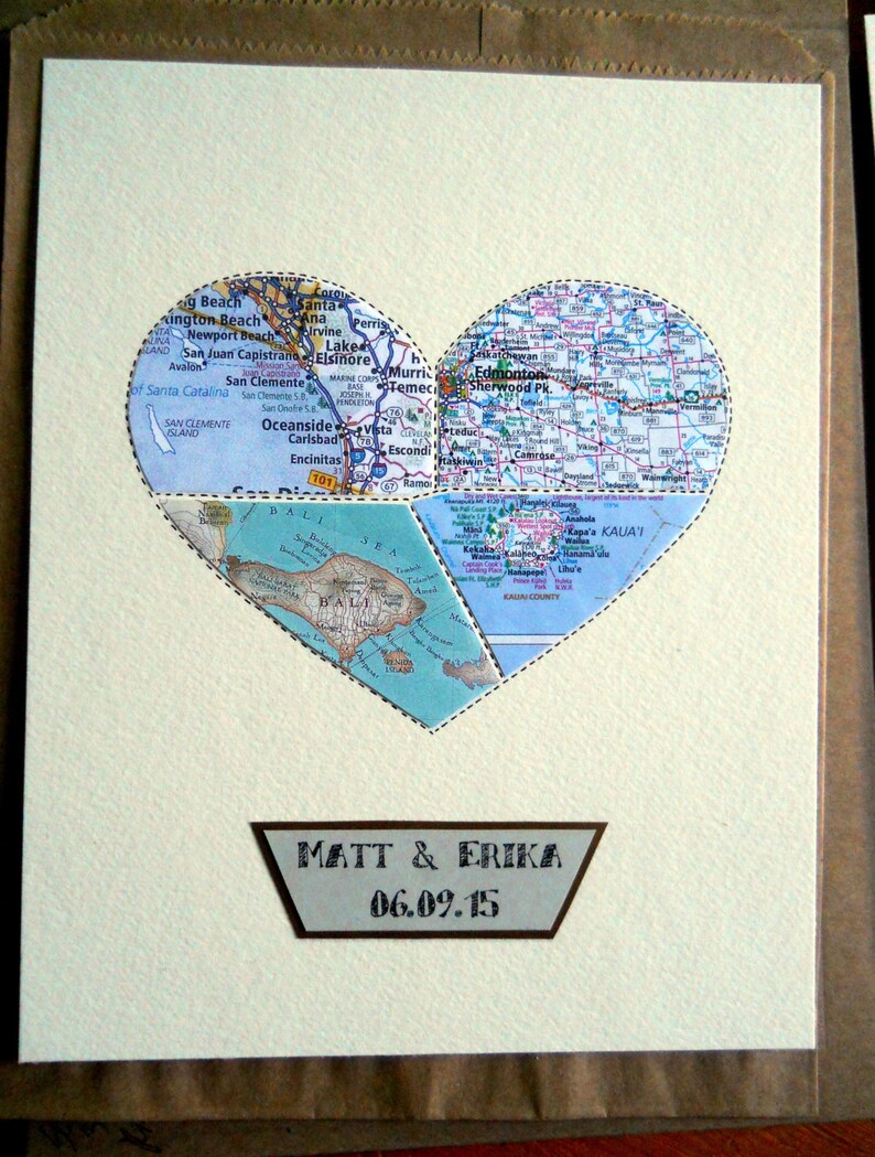 First Anniversary Gift Personalized Heart Map Art Wedding Gift large heart wall art Design 36 image 4