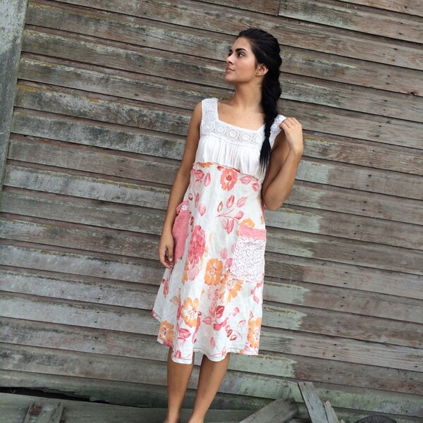 RESERVED-Stella dress-small medium- artsy-Eco clothing-upcycled clothing-Anthropologie inspired-by Love HIGHER Handmade Clothing