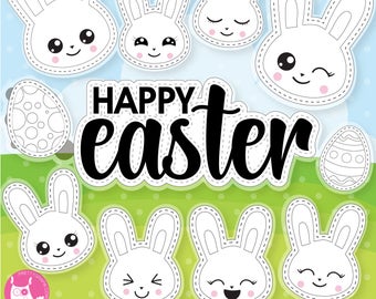 Happy bunny easter stamps commercial use, leprechaun  graphics, digital clip art, digital images - DS1060