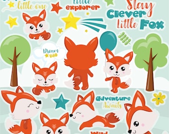 Fox clipart commercial use, clipart, vector graphics, digital clip art, fox, animal clipart - CL1144