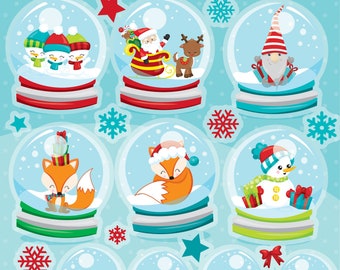 Christmas snow globes clipart commercial use, clipart vector graphics,  clipart,  clip art, digital images - CL1201