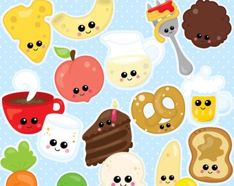 Food clipart commercial use, Kawaii Food vector graphics, Perfect pairs digital clip art, chocolate clipart - CL981