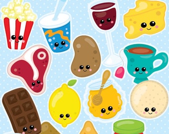 Food clipart commercial use, Kawaii clipart vector graphics, Perfect pairs digital clip art, chocolate clipart - CL1001