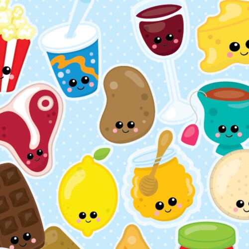 Food Clipart Commercial Use Kawaii Food Vector Graphics - Etsy