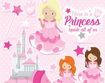 Fairytale princess clipart for scrapbooking, commercial use, vector graphics, clip art, images, slumber party - CL1068