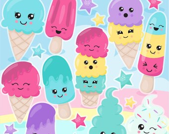 Ice cream and popsicle clipart commercial use, clipart, vector graphics, digital clip art, ice cream, popsicle - CL1134