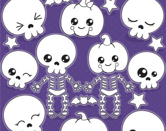 Halloween skull digital stamp commercial use, vector graphics, digital stamp - DS1192