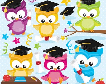 Graduation owls clipart commercial use, graduation birds vector graphics, digital clip art, digital images - CL848