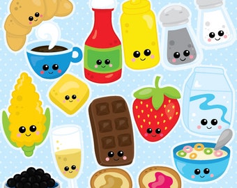 Food clipart commercial use, Kawaii Food vector graphics, Perfect pairs digital clip art, chocolate clipart - CL992