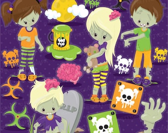 Halloween zombie kids clipart commercial use, vector graphics, zombie digital clip art, digital images - CL916