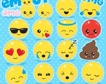Emoji clipart commercial use, clipart vector graphics, emoji party digital clip art, smiley digital images - CL1062
