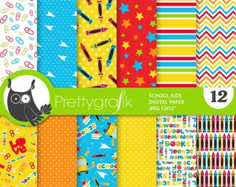 Back to school digital paper, commercial use,  scrapbook patterns,  background, sports - PS872