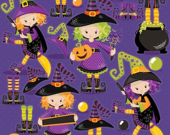 Halloween clipart commercial use, witch clipart vector graphics, witches digital clip art, wand digital images - CL1004