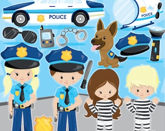 Police clipart commercial use, police officer vector graphics, police kids digital clip art, digital images - CL964