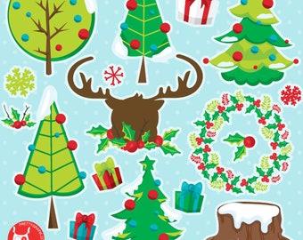 Christmas tree clipart commercial use, clipart, vector graphics, tree digital clip art, Christmas tree image - CL1118