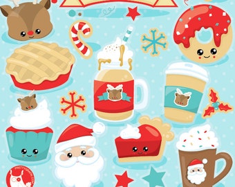 Christmas clipart commercial use, coco vector graphics, christmas drinks digital clip art, christmas treats - CL1031