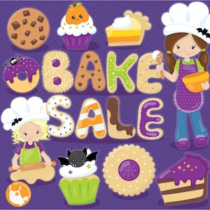 Halloween clipart, dessert clipart, halloween treats commercial use, bake sale vector graphics, digital clip art, CL1025 image 1