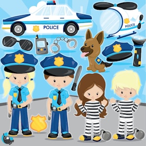 Police clipart commercial use, police officer vector graphics, police kids digital clip art, digital images CL964 image 1