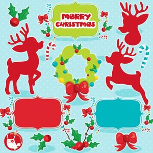 Christmas clipart commercial use, Christmas silhouette clipart, holiday Clipart, Christmas digital clip art CL1038 image 1