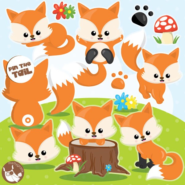 Fox clipart commercial use, foxes clipart vector graphics, woodland animals digital clip art, digital images - CL994