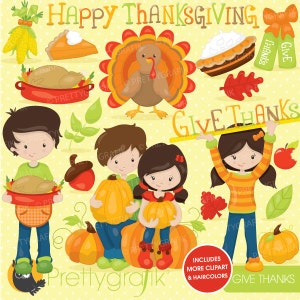 Thanksgiving clipart commercial use, fall season, turkey, harvest vector graphics, digital clip art, images CL720 image 1