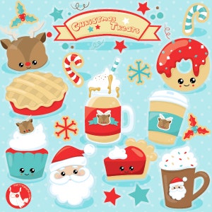 Christmas clipart commercial use, coco vector graphics, christmas drinks digital clip art, christmas treats CL1031 image 1