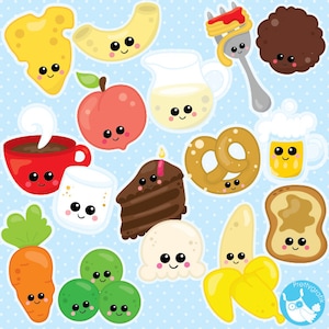 Food clipart commercial use, Kawaii Food vector graphics, Perfect pairs digital clip art, chocolate clipart - CL981