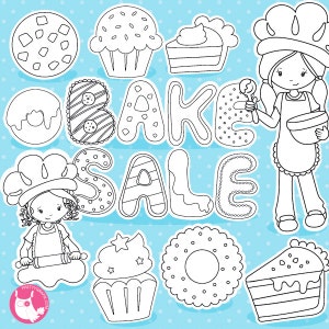 Bake sale digital stamp commercial use, treats vector graphics, cake digital stamp, donut digital images DS1023 image 1