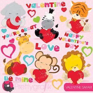 Valentine clipart commercial use, safari valentine vector graphics, digital clip art, digital images - CL778