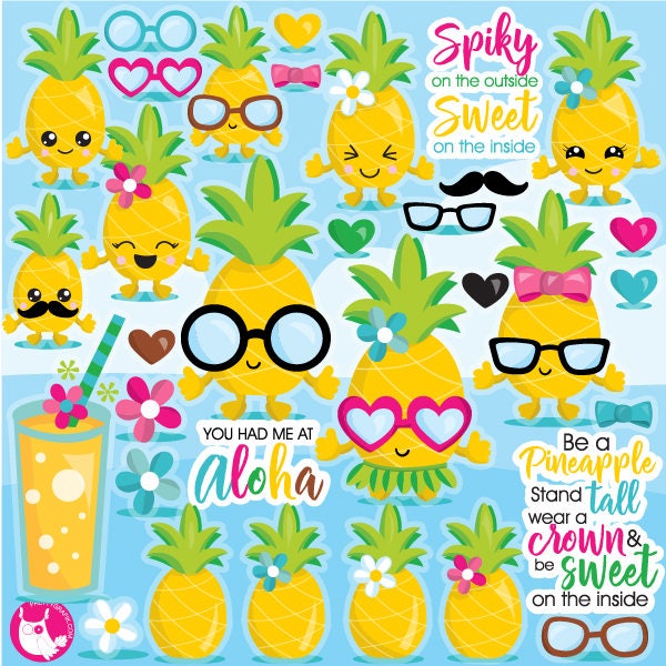 Ananas Clipart kommerzielle Nutzung, Ananas Vektorgrafik, Ananas digitale ClipArt, digitale Bilder - CL1084