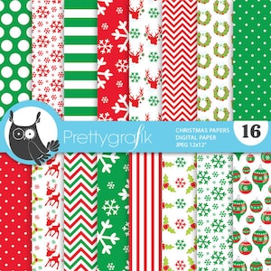 Christmas digital paper, classic christmas papers commercial use, scrapbook papers, scrapbooking papers - PS770