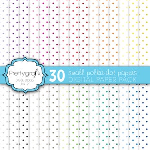 30 polka dot digital paper, commercial use, scrapbook patterns, background PS580 image 1
