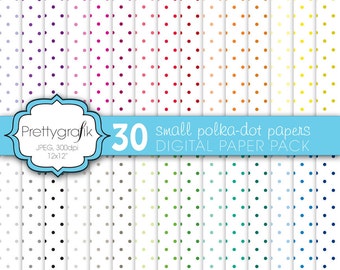 30 polka dot digital paper, commercial use, scrapbook patterns, background - PS580