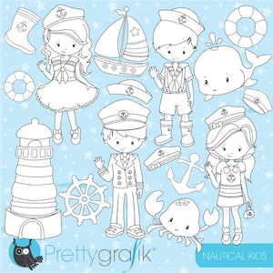 Nautical Kids clipart commercial use, sailor graphics, digital clip art, digital images DS800 image 1